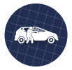 Circular blue icon with a white outline of a person applying tint to a car window, set over a grid background.